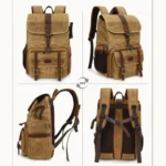 Large Capacity SLR Digital Camera Bag Laptop Backpack Canvas Storage Bag - Image 4