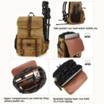 Large Capacity SLR Digital Camera Bag Laptop Backpack Canvas Storage Bag - Image 6