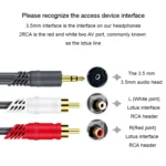 JINGHUA 3.5mm To 2RCA Audio Cable Game Console Outdoor Audio Connection Cable - Image 3