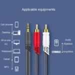 JINGHUA 3.5mm To 2RCA Audio Cable Game Console Outdoor Audio Connection Cable - Image 5