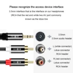 JINGHUA 1 In 2 3.5mm Audio Cable  3.5mm To 2RCA Double Lotus Computer Speaker Cell Phone Plug Cable - Image 3