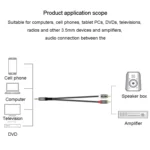 JINGHUA 1 In 2 3.5mm Audio Cable  3.5mm To 2RCA Double Lotus Computer Speaker Cell Phone Plug Cable - Image 4