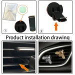 Pearl-encrusted Little Bee Car Air Conditioner Air Outlet Decoration Aromatherapy Clip - Image 5