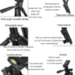 Portable Aluminum DSLR Camera Live Tripod Photography Retractable Landing Bracket - Image 4