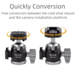 XILETU MC-22 Mini Tripod Ball Head Double Cold Shoe Design With 1/4 Inch Screw - Image 3