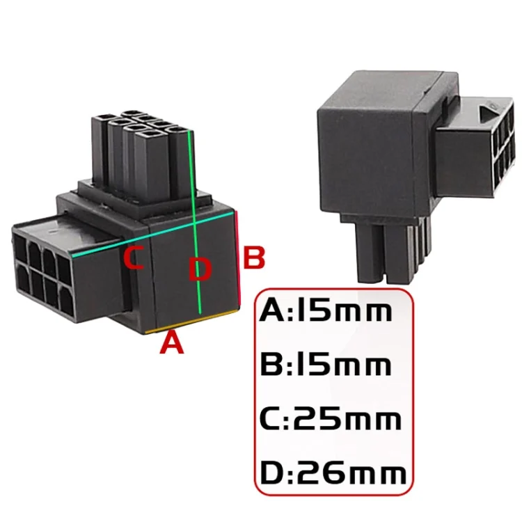 TBD06044383_B3.webp Motherboard CPU 8Pin Power Steering Connector Interface Steering Header 90 Degree Adaptor - Image 4
