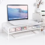 Computer Monitor Elevated Bracket Desk Wrought Iron Rack Organizer - Image 2
