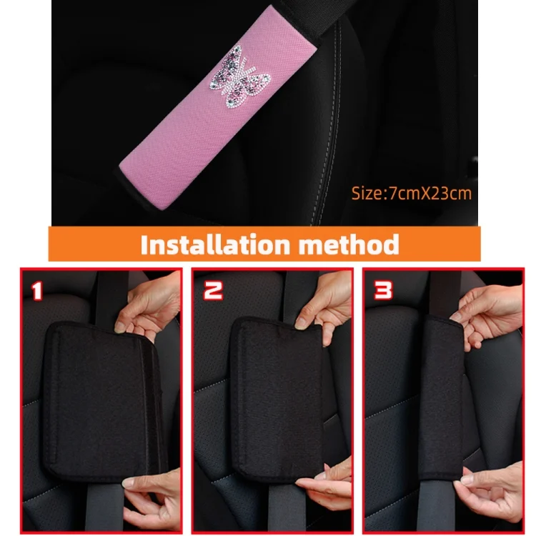 TBD06044752_B3.webp Car Seat Belt Cover Diamond Butterfly Shoulder Strap Cushion Cover - Image 4