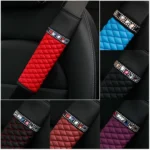 Car Leather Seat Belt Cover Shoulder Pads with Bling Diamonds - Image 2
