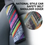 Ethnic Style Linen Car Seat Belt Cover Shoulder Pads - Image 3