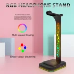 3.5mm Audio RGB Illuminated Headset Holder Dual USB Gaming Headset Display Rack - Image 3