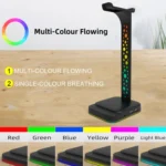 3.5mm Audio RGB Illuminated Headset Holder Dual USB Gaming Headset Display Rack - Image 4