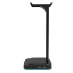 3.5mm Audio RGB Illuminated Headset Holder Dual USB Gaming Headset Display Rack - Image 7