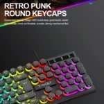 T-WOLF T80 104-Keys RGB Illuminated Office Game Wired Punk Retro Keyboard - Image 6