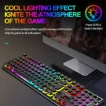 T-WOLF T80 104-Keys RGB Illuminated Office Game Wired Punk Retro Keyboard - Image 8