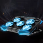 NUOXI 5 Fans Laptop Radiator Bracket Height Adjustable with Dual USB Ports - Image 2