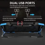NUOXI 5 Fans Laptop Radiator Bracket Height Adjustable with Dual USB Ports - Image 7