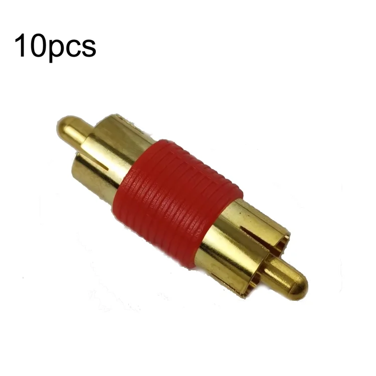 10pcs Gold-plated RCA Lotus Male to-Male AV Audio Adapter
