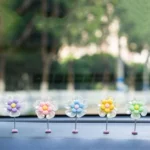 5pcs /Set Cute Cartoon Flower Car Shaking Ornament Car Dashboard Decoration