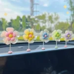 5pcs /Set Cute Cartoon Flower Car Shaking Ornament Car Dashboard Decoration - Image 2