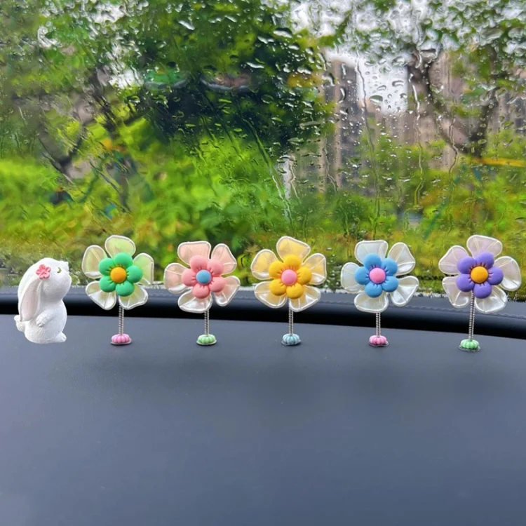 TBD06045833_B2.webp 5pcs /Set Cute Cartoon Flower Car Shaking Ornament Car Dashboard Decoration - Image 3