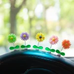 Cute Small Daisy Car Ornament Car Dashboard Shaking Decoration - Image 3