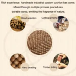 44x44cm Summer Car Pure Wood Beads Square Seat Cushion - Image 3
