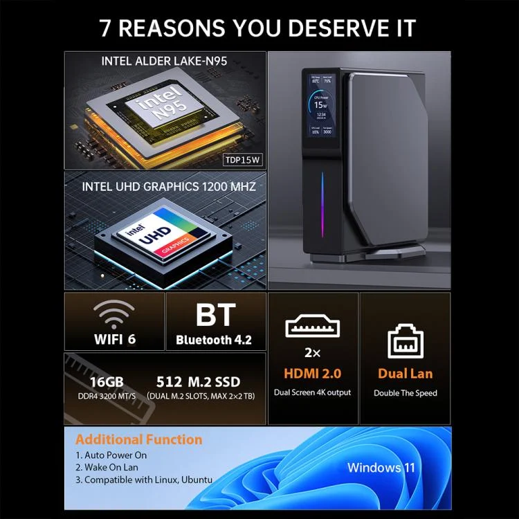 TBD06046048_B5.webp S1 Intel Alder Lake N150 WIFI 6+BT4.2 Office Home Mini PC Win11 DDR4 3200MHz - Image 6