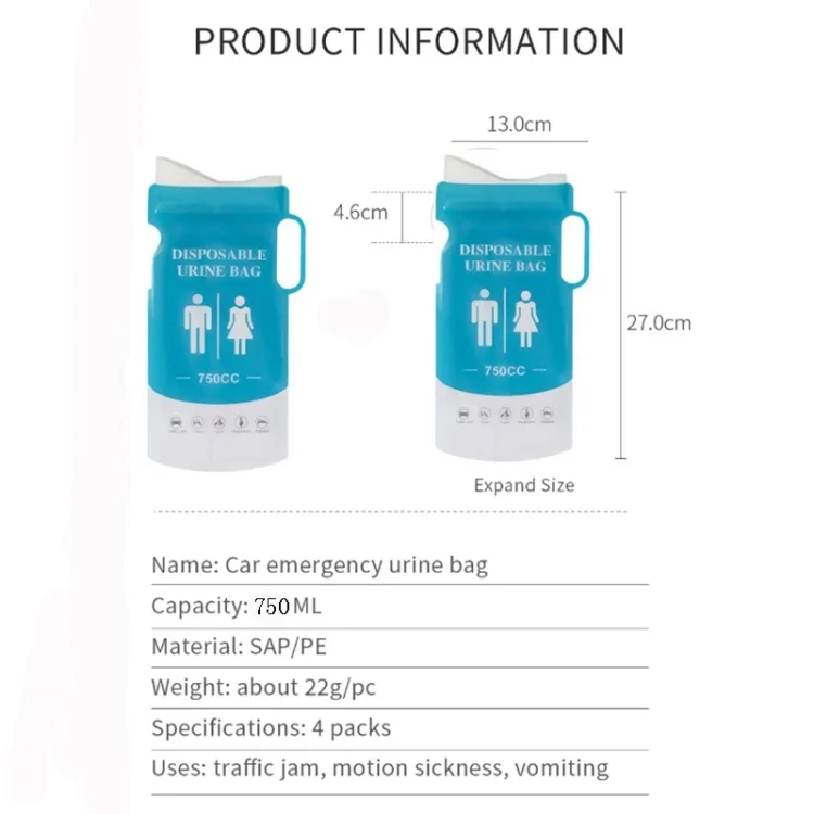 TBD06046318_B2.webp 4pcs /Pack Car Disposable Emergency Rapid Coagulation Urine Bag Traffic Jam Pee Bag - Image 3