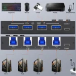KC-KM434B USB3.0 4 Port USB Shared Device 4 Port Printer Sharing Device Keyboard Mouse Switch - Image 3