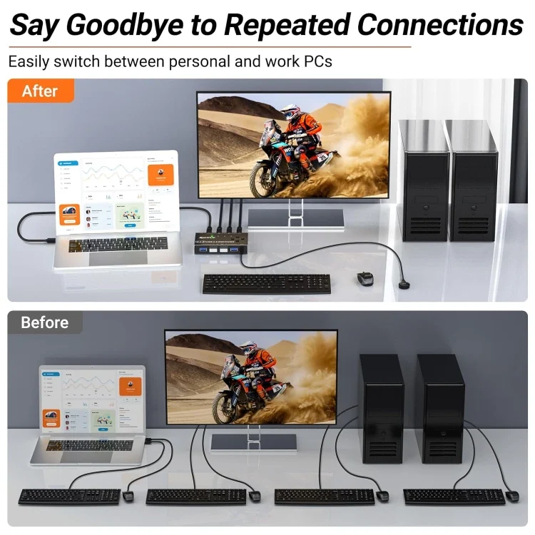 TBD06046411_3.webp KC-KM434B USB3.0 4 Port USB Shared Device 4 Port Printer Sharing Device Keyboard Mouse Switch - Image 4