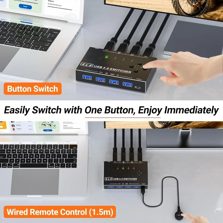 TBD06046411_4.webp KC-KM434B USB3.0 4 Port USB Shared Device 4 Port Printer Sharing Device Keyboard Mouse Switch - Image 5