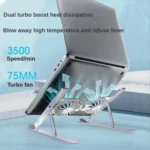 C9 Pro RGB Ambient Light Foldable Fan Cooling Laptop Aluminum Alloy Heightening Stand - Image 7