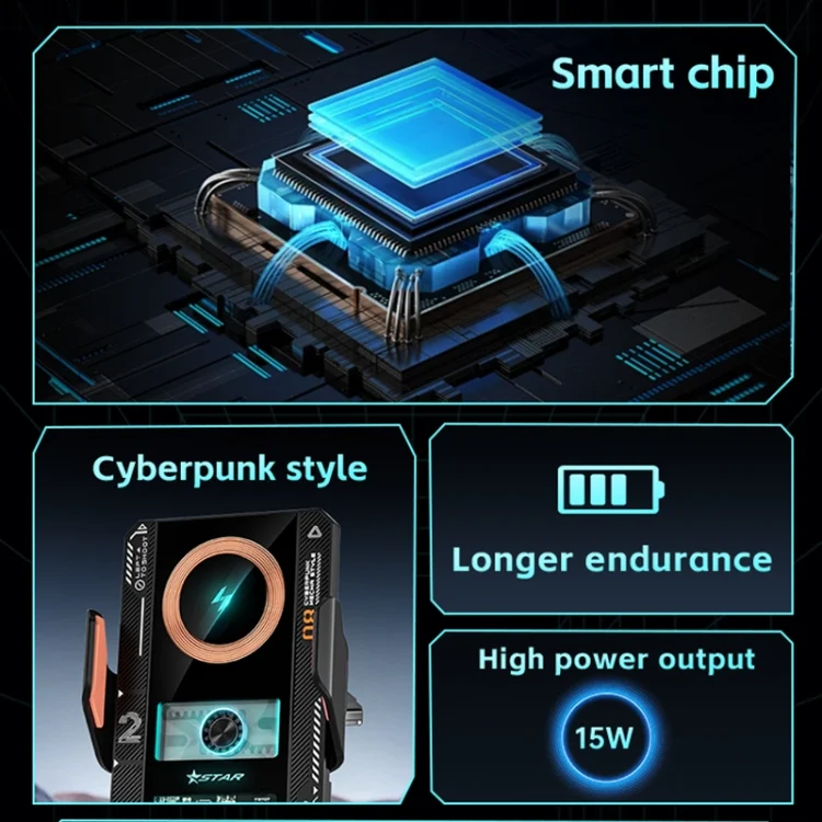 TBD06047531_B2.webp 15W QI Protocol Wireless Car Charger Smart Induction Phone Holder - Image 3