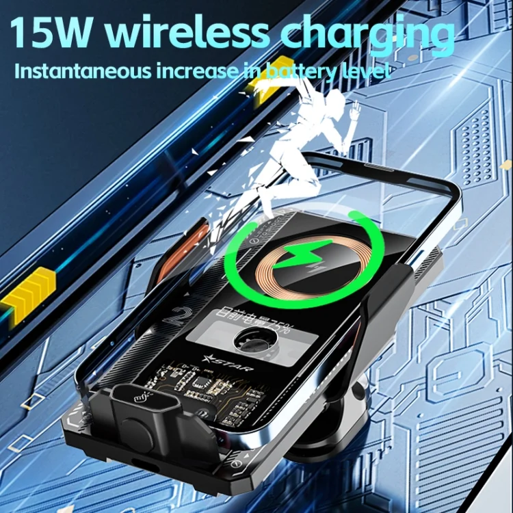 TBD06047531_B9.webp 15W QI Protocol Wireless Car Charger Smart Induction Phone Holder - Image 10