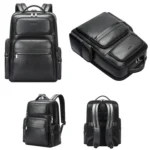 Bopai 61-98611 Large-capacity Waterproof First-layer Cowhide Laptop Backpack With USB+Type-C Port - Image 2