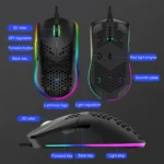 XUNSVFOX XYH90 Wired Hollow Hole Mouse RGB Illuminated Macro Programming Gaming Mouse - Image 3