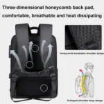 Password Lock Large Capacity Waterproof Laptop Backpack with USB Port - Image 6