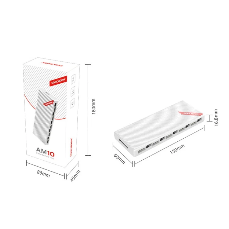 TBD06048412_B8.webp COOLMOON AM10 ARGB+PWM Dual 10 Ports Temperature Control Splitter Case Fan 5V 3Pin HUB - Image 9