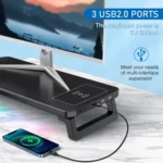 RGB Computer Monitor Stand Riser 3 USB 2.0 +1 Type-C Ports - Image 3