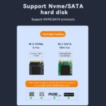 Blueendless M.2 Dual-Slot Hard Drive Base Solid State Hard Drive Box, US Plug - Image 8