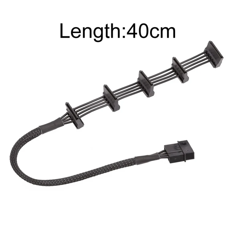 TBD06049265_B2.webp 18AWG Large 4Pin Sleeve Grid 1 To 5 SATA Hard Drive Cage Cable - Image 3
