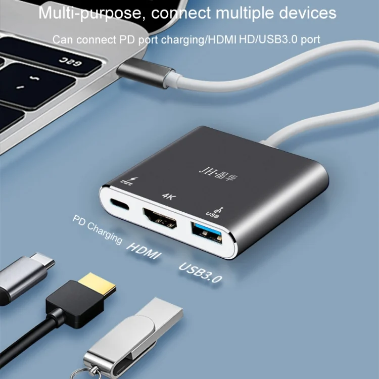 TBD06049796_4.webp JINGHUA Z330 3 In 1 Type-C Docking Station HDMI 4K Adapter USB3.0 Interface Converter - Image 5