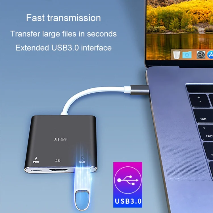 TBD06049796_6.webp JINGHUA Z330 3 In 1 Type-C Docking Station HDMI 4K Adapter USB3.0 Interface Converter - Image 7