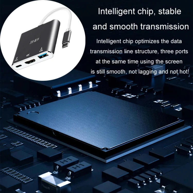 TBD06049796_8.webp JINGHUA Z330 3 In 1 Type-C Docking Station HDMI 4K Adapter USB3.0 Interface Converter - Image 9
