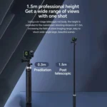 TELESIN 360 Degree Rotation 1.5m Selfie Stick Foldable Tripod For GoPro Hero / Insta360 /  DJI Osmo Action - Image 5