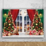 120x80cm Christmas Wreath Snow Scene Photography Background Curtain