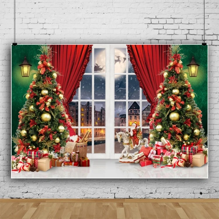 120x80cm Christmas Wreath Snow Scene Photography Background Curtain