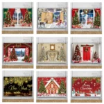 120x80cm Christmas Wreath Snow Scene Photography Background Curtain - Image 2