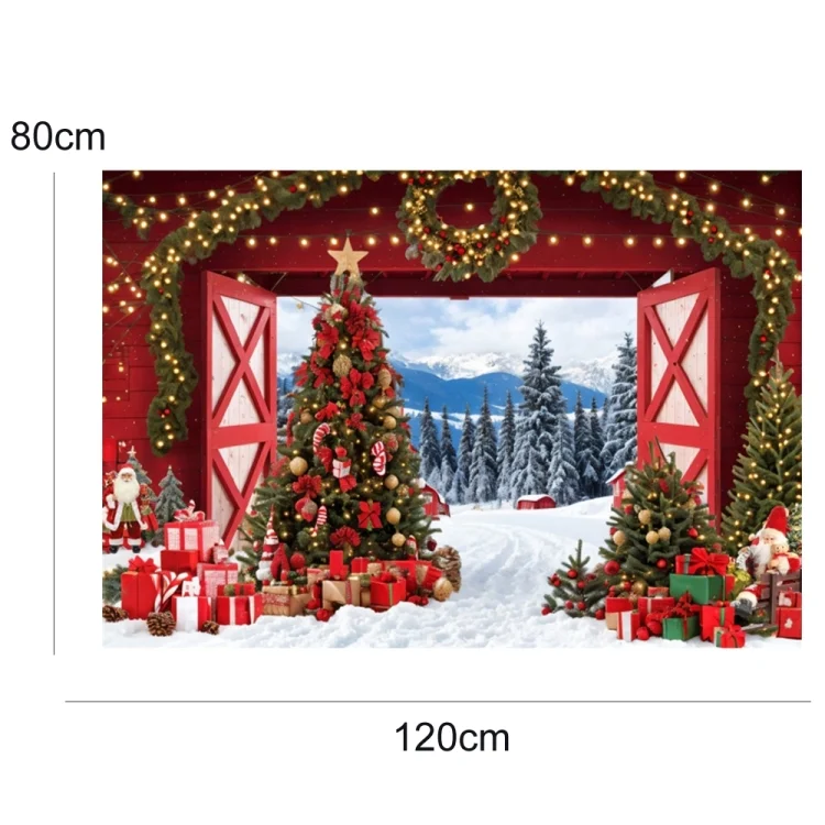 TBD06051576_B2.webp 120x80cm Christmas Wreath Snow Scene Photography Background Curtain - Image 3